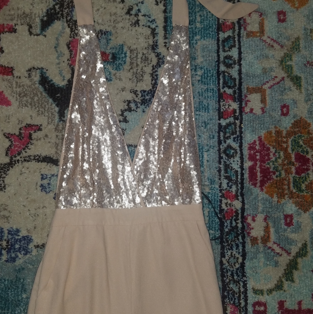 BLACK FRIDAYSmall Gold Sequin Nude Lulu's Jumpsuit